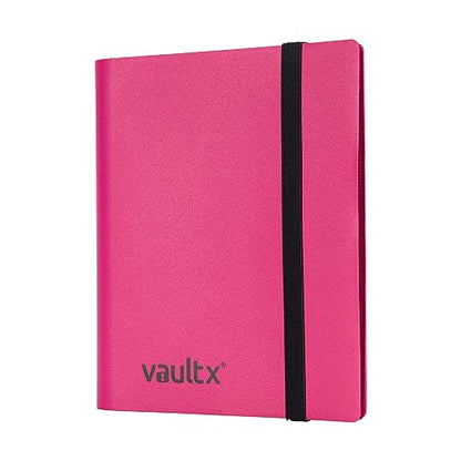 Vault X 4 Pocket Strap Trading Card Binder 160 Cards Side Loading (Pink) | Holds 160 standard-size TCG cards in 20 side-loading 4-pocket pages. Padded, water-resistant cover. - color: Pink