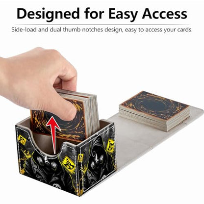Strong Magnet MTG Playing Card Case Cover Commander Deck Box Creative Pattern Trading Card Storage Case for Collectible Games, A Black Hooded Man - color: A Black Hooded Man