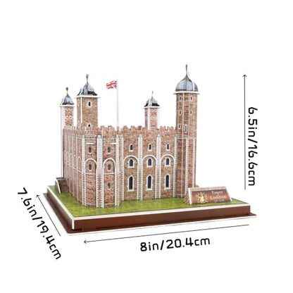 Architecture World Famous of 3D Puzzle.Build Your Own Collection of 17 Global Landmarks (Notre Dame, Colosseum) - Educational DIY Model Kit for Kids & Adults. (Tower of London) - color: Tower of London