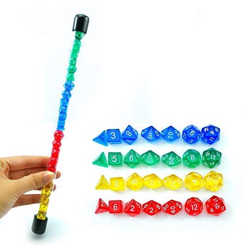 Bescon 28pcs Colorful Translucent Mini Polyhedral Dice Set in Tube, for Dungeons and Dragons RPG Dice 4X7pcs,Mini Gem Dice Set - color: 4x7 28pcs Assorted Colors Tube