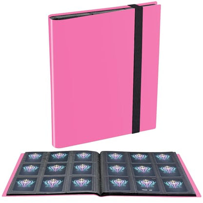 Card Binder, 360 Pockets Upgraded Trading Card Binders, Cards Collection Binder 9 Pocket, Side Loading Yugioh Binder Book Holder for MTG, TCG, Sport, Football, Baseball Collector Cards - Rose red - color: Rose red