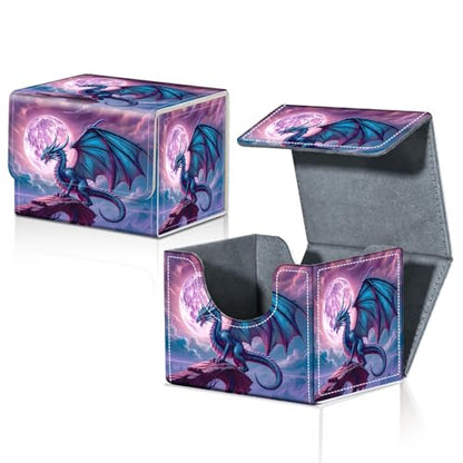 Card Deck Box for MTG Trading Cards with Magnetic Closure,Premium Card Storage Box Case Cover for TCG CCG Magic Cards,Purple Dragon Moon - color: Purple Dragon Moon