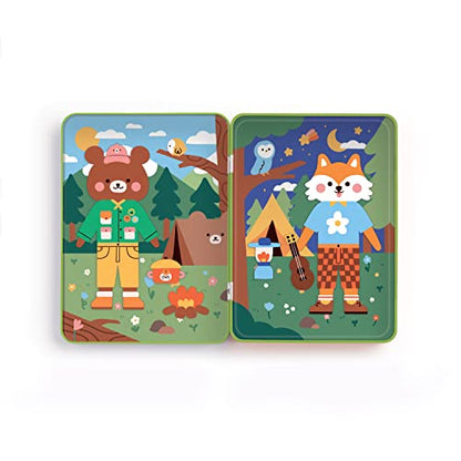 Mudpuppy Happy Camper – Magnetic Build-It Travel Friendly Game with Illustrated Forest Background Scenes Including 2 Furry Characters and Over 40 Mix and Match Magnets for Children Ages 4 and Up - style: Happy Camper