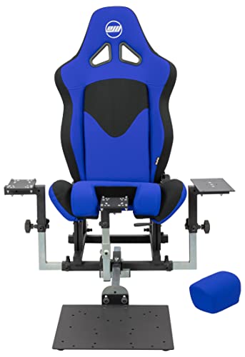 SimFab Modular Flight Simulator Pit For Combat Simulation. DCS Edition. Compatible With Thrustmaster Warthog, WinWing, VirPil, VKB And Alike Controls. Upgradable To General Aviation or Sim Racing - color: blue seat