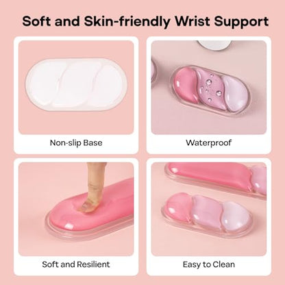 EPOMAKER CloudGel Wrist Rest for Keyboard and Mouse, 2 Pieces | Silicone Wrist Support, Anti-Slip Rubber Bottom, Ergonomic Design, Suitable for Office/Computer/Laptop/Gaming (Pink) - color: Pink