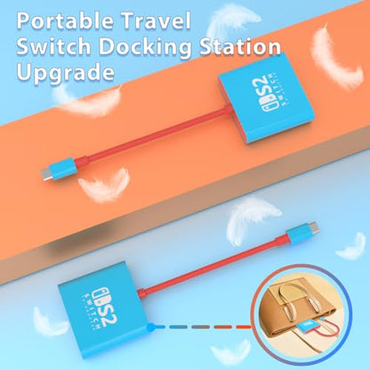 pdobq Switch 2 Dock, Switch Docking Station for Nintendo Switch1 Dock, Portable Switch2 TV Adapter Support 4K/60HZ Switch2 TV Mode Compatible Switch2/1/OLED, Travel with HDMI2.0 USB3.0 - size: 4K/60HZS2