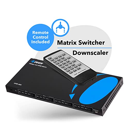 OREI 4x4 HDMI Matrix Switch – 4K@60Hz with Downscale, HDR, HDCP 2.2, EDID | HDMI Switch 4 In 4 Out, HDMI Matrix 4x4 – HDMI 2.0, Dolby Vision, HDR10+, LPCM 7.1CH, DTS-HD Master Audio - size: 4x4 Matrix