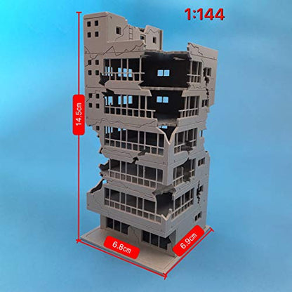 Generic N Scale 1/144 DIY Ruined Damaged Building After War Assembling Model Outland Realism Scene for DIY Sand Table, Medium