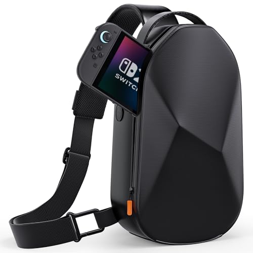 COOWPS Sling Bag for Nintendo Switch 2/Steam Deck, Portable Travel Bag | Stylish Unique Design, EVA Hard Shell Thickened Lining, Full Protection Game Console Crossbody Travel Pouch Waterproof