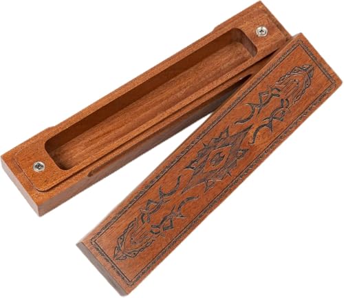 Wooden DND Dice Box, Dice Holder Case with Felt Lined Magnetic Lid for D&D Tabletop Game - Acacia (Evil Eye and Dragon-Black) - color: Evil Eye and Dragon-Black