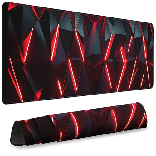 Mouse Pad Gaming - Desk Mat for Keyboard and Mouse - Large Mouse Pads for Desk, Gaming Mousepad with Non-Slip Base, Desks Pad (31.5" X 11.8") for Game, Office and Home - color: Diamond Geometry - Black Burgundy, size: 31.5L x 11.8W inches
