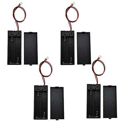 HAHIYO 2xAAA Battery Holder with JST Connector Portable Supply Quick Swap Securely Lids Convenient On/Off Switch Plastic Batteries Storage Box Case 4 Pieces for LED Christmas Light RC Plane Mordel - style: 2AAA(JST)-4P