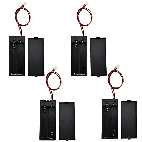 HAHIYO 2xAAA Battery Holder with JST Connector Portable Supply Quick Swap Securely Lids Convenient On/Off Switch Plastic Batteries Storage Box Case 4 Pieces for LED Christmas Light RC Plane Mordel - style: 2AAA(JST)-4P