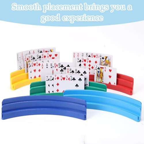Three-Layer Design Playing Cards Holders，Playing Card Holder for Kids Adults Hands Free Card Holder for Family Card Game Nights Poker Parties - color: Blue(2pack)