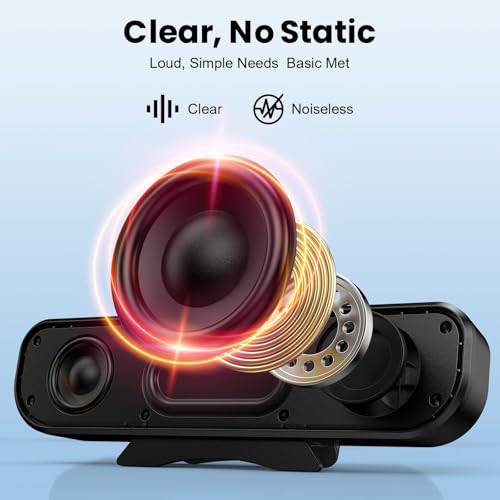Cirqon Computer Speakers for Desktop PC, Easy Volume Knob, Sturdy Clamp, Clear Loud Sound, Laptop Speakers with Compact Design, USB/USB C Adapter for Power and Audio(Black)