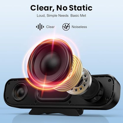 Cirqon Computer Speakers for Desktop PC, Easy Volume Knob, Sturdy Clamp, Clear Loud Sound, Laptop Speakers with Compact Design, USB/USB C Adapter for Power and Audio(Black)