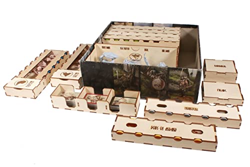 The Broken Token Game Organizer - Blood Rage Compatible Game Organizer, Wooden Storage Box for Tabletop Games