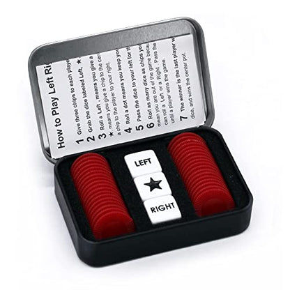 Bilywey Left Right Center Dice Game Set with 3 Dices + 36 Red Chips (Red) - color: Red