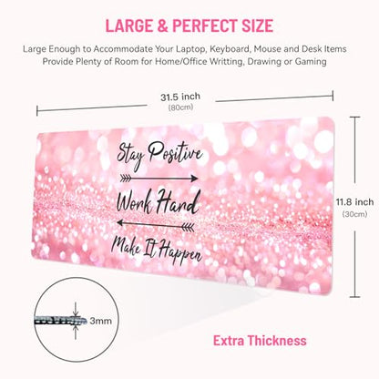 Mousepad Desk Mat Gaming Large Keyboard Cute Office Desktop Computer Laptop Quotes XXL Long Giant Big Kawaii Aesthetic Girly Pretty Design Women Girl Gamer Oversized Wide 30x12'' Mousepad - color: Postive