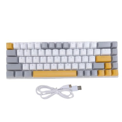Zopsc 60 Percent Mechanical Gaming Keyboard, 68 Keys Compact RGB Backlit Blue Switches, Wired Keyboard for PC Laptop Typing - color: Yellow Gray White