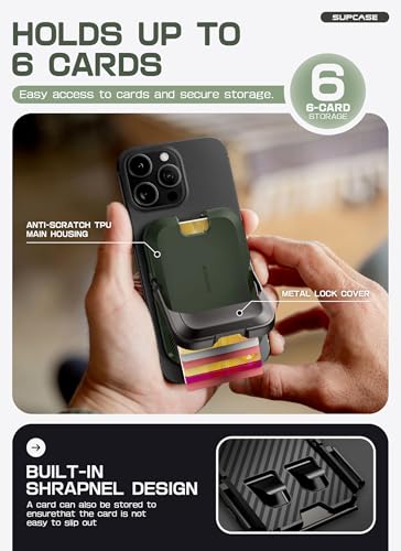 SUPCASE for MagSafe Wallet with Stand, Magnetic Wallet for Men Women, [Hold 6 Cards] [RFID Blocking] [Strong Magnetic Lock] Phone Stand Card Holder for iPhone 17/16/15/14/13/12 Series, Battle Green - color: Battle Green