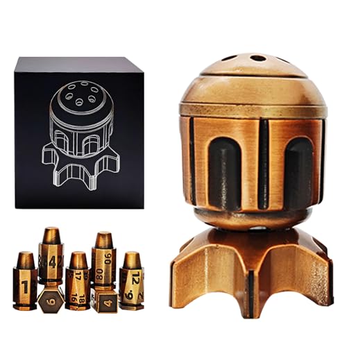 Roulette Dice Spinner for DND Dice Set, 7 Metallic Polyhedral D&D Dice with Gift Case for DND Game, RPG Role Playing Table Game Gifts (Black Gold) - color: Black Gold