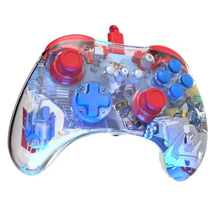 PDP REALMz Nintendo Switch Pro Controller, Customizable LED Lighting, 3.5mm Headphone Jack, Officially Licensed by Nintendo and Hasbro, Transformers: Optimus Prime City Battle - color: Optimus Prime