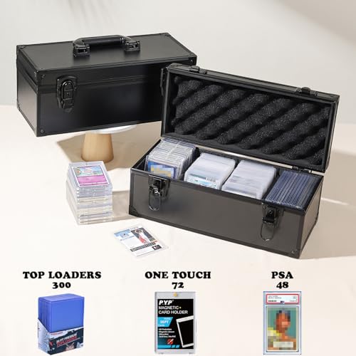 Azamou Toploaders Storage Box for 3" x 4" 35pt Rigid Cards, Trading & Sports Cards, Graded & Rating Cards, with 3 DIY Sponge Partitions (Holds 300+ Toploaders (N300-Black)