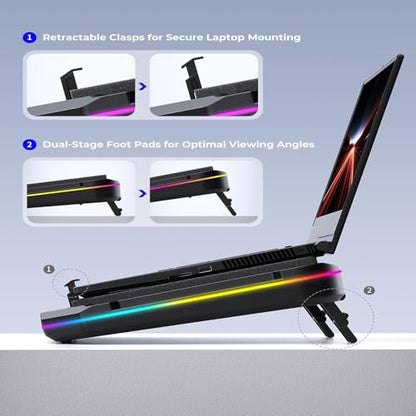 Cooling Pad for Dell Alienware m18 R2 R1 area-51 18 inch Gaming Laptop, It is a Well Deserved Heat Dissipation Monster,Cooler with Powerful Turbo Fan Can Fast Cooling,6 RGB Light Mode,Touch Start ﻿
