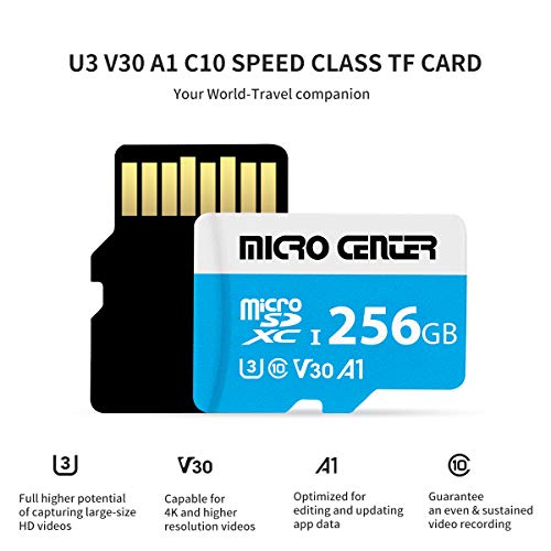 Micro Center Premium 256GB microSDXC Card, Nintendo-Switch Compatible Micro SD Card, UHS-I C10 U3 V30 4K UHD Video A1 Flash Memory Card with Adapter (256GB) - size: U3 A1 - 256GB