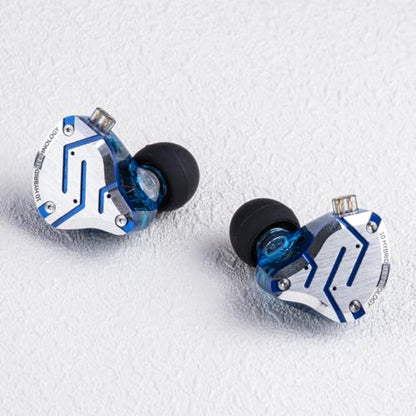 Linsoul KZ ZS10 Pro, 4BA+1DD 5 Driver in Ear Monitor, HiFi Wired Earbuds, Gaming Earbuds, Hybrid IEM Earphones with Stainless Steel Faceplate, Detachable Cable for Musician(with Mic, Glare Blue) - color: Glare Blue, style: With Mic