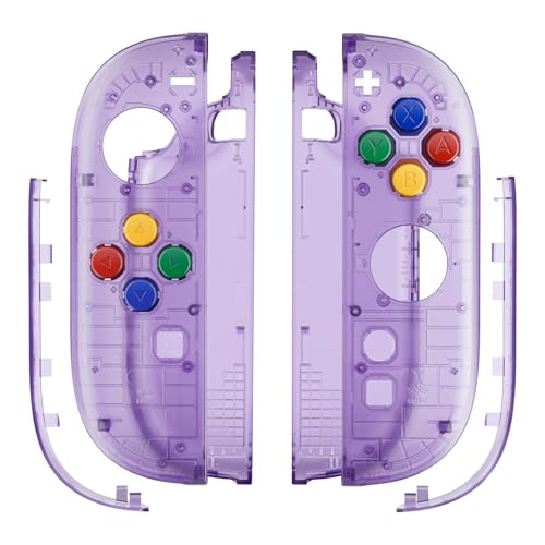 eXtremeRate DIY Replacement Shell Buttons for Joycon 2, Housing Faceplate Case + Decorative Strips + ABXY Direction Keys + Tool for Nintendo Switch 2 Controller - Essence Version - Clear Atomic Purple - color: Clear Atomic Purple