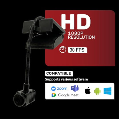 Center Cam V2 Center-Mounted Webcam — The Original Eye Contact Webcam, 1080p HD, Flexible Arm, for Zoom/Teams/Meet, Mac/PC/Linux