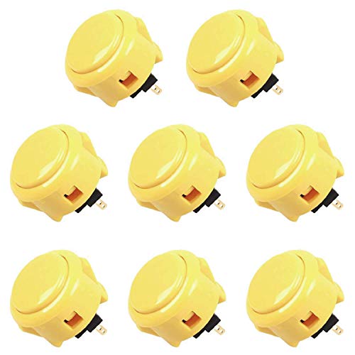 Sanwa JLF-TP-8YT Joystick + Sanwa 8 pcs OBSF-30 Push Button Bundle Kit Color : Yellow - for Arcade Game 4 & 8 Way Adjustable, Compatible with Catz Mad SF4 Tournament Joystick S@NWA - color: Yellow