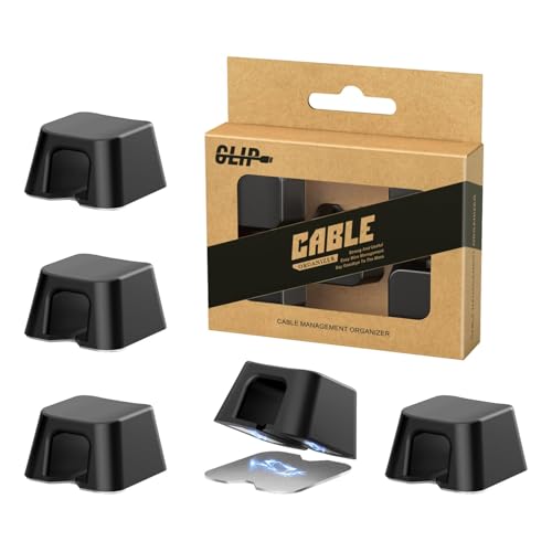 Maveek Magnetic Cord Clips, Cable Holder Magnet Silicone Cord Organizer Keyboard Keys Square Cable Management for Charging USB C Ethernet HDMI Home Office Car TV Cables (5 Pack, Black) - color: Black, size: L(φ0.31'')