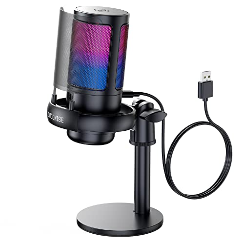 Gaming Microphone for PC: USB Mic for Podcasts Videos & Streaming - Condenser Mic with Quick Mute & Pop Filter - RGB Microphone Gift for Gamer boys - Compatible with PS4/5 & Computer & Laptop - size: With Stand