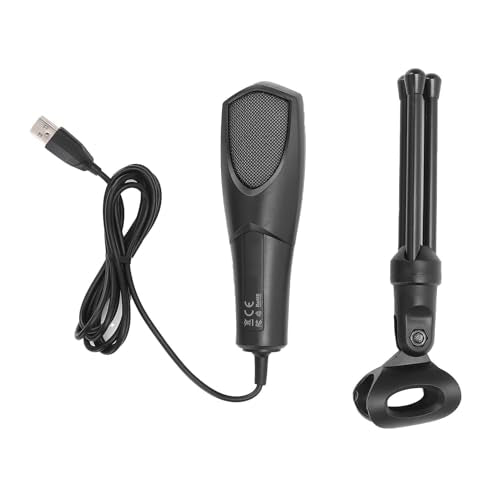 Tbest Gaming USB Microphone RGB Condenser Computer Mic with Tripod Stand for PC Laptop Streaming Podcasting Recording Black ABS