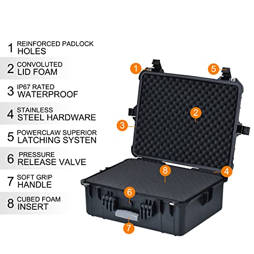 MEIJIA All Weather IP67 Waterproof Hard Camera Case,Hard Protective Case,Hard Case with Customizable Foam,Fit Use of Drones,Camera,Equipments,Pistols(Black,20.62 x16.85x8.11inches) - color: Black, size: 20.62 x16.85x8.11inches
