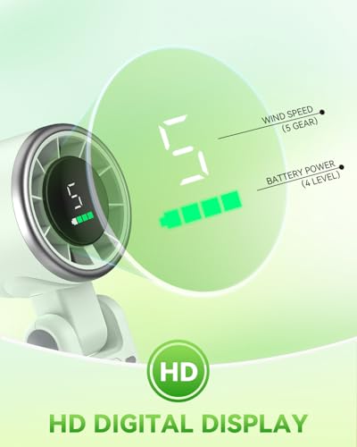 PlayHot Portable Handheld Turbo Fan, Travel Essentials, Gifts for Women/Men | 5-Speed, Up to 12H, 10m/s Airflow, USB-C Rechargeable, LED Display, 3-in-1 Foldable Personal Fan for Cruise, Beach, Vacation - color: Green