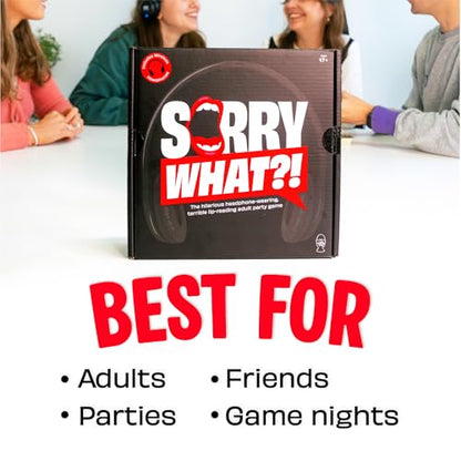 Lucky Egg Sorry What - Award Winning Lip Reading Friends Party Game Based On The Headphone Challenge TikTok Trend - 2+ Players 40,000 Funny Word Phrase Combinations Card Game for Friends - style: Adult Edition (Age 17+)
