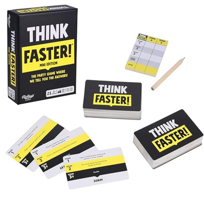 Ridley's Games: Mini Thinkfast- Small Packaging for On-the-Go Play- Fast-Paced Trivia Game - Family Game Night Favorite for Ages 13+, 3-10 Players, 15 Minute Playtime