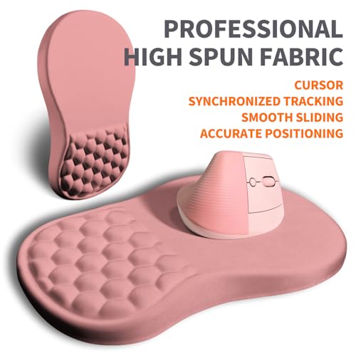 Ergonomic Joint Wrist Support Mouse Pad with Memory Foam Cushion Massage Bump, Carpal Tunnel Pain Relief Mousepad Slope Design for Wrist Rest, 11.8x7.9 in, Pink - color: Pink