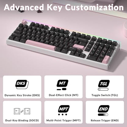 Aula Hero 99 Wired Gaming Keyboard, Hall Effect Switch with Rapid Trigger | Magnetic Switch Keyboard with Number Pad, 101Keys Hot Swap,Web Driver RGB Backlit Mechanical Keyboard for Office PC Gamer - color: Black Pink