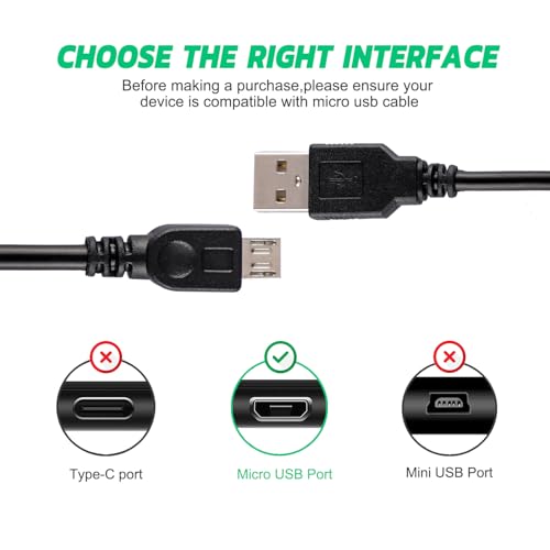 Xahpower 2 Pack 10Ft Controller Charging Cable for PS4, Play and Charge Micro USB Charger High Speed Data Sync Cord for Playstation4 PS4 Slim/Pro Controller, Xbox One S/X Controller, Android