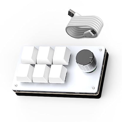 SIKAI CASE Programmable Macro Keyboard, 6 Key Mechanical Gaming Keypad, Custom Knob KeyPad, Hot swappable Switch Gaming Keyboard, Wired programmable keypad with Drawing Programming Video - color: White