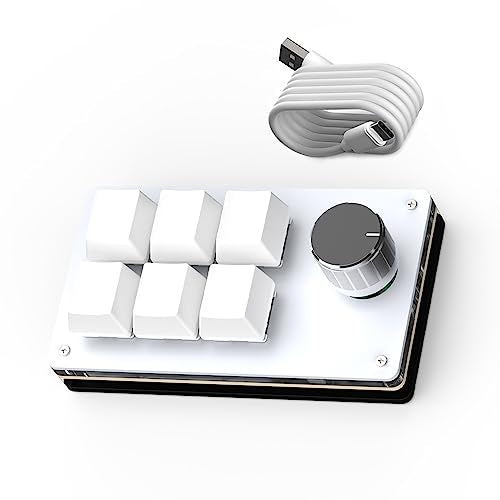 SIKAI CASE Programmable Macro Keyboard, 6 Key Mechanical Gaming Keypad, Custom Knob KeyPad, Hot swappable Switch Gaming Keyboard, Wired programmable keypad with Drawing Programming Video - color: White
