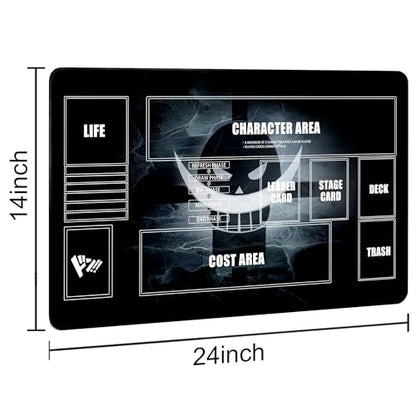 Playmat for One Piece Card Game (24x14 Inches): with Non-Slip Rubber, Zones Design, a Professional Storage Bag Included, Plus a Limited-Time Gift of a Set of 20 Damage Counters (Black2) - color: Black2