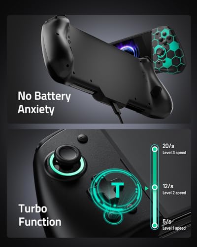 FUNLAB Switch Joypad Controller for Nintendo Joycon Replacement, Hall Effect Switch Handheld Controller Customizable, Luminous Ergonomic Switch One-Piece Controllers with 7 LED Colors/Mapping/Turbo - color: Black-Honeycomb Pattern