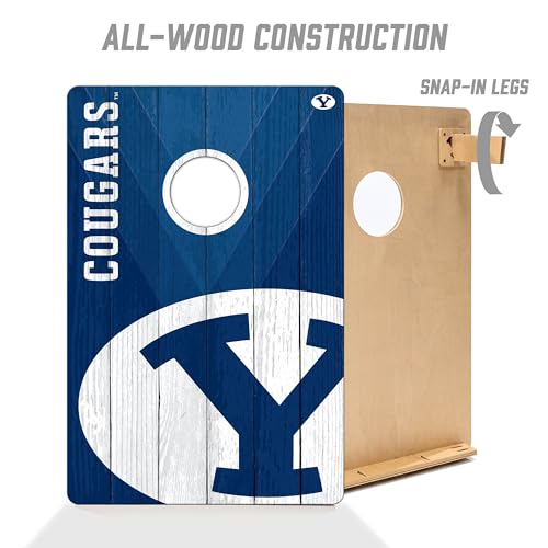YouTheFan NCAA 2’ x 3’ Wood Cornhole Game with Logo Bags - color: BYU Cougars
