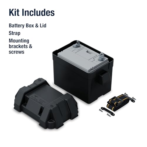 Attwood 9082-1 Small Battery Box with Mounting Kit and Strap, Fits U1 Batteries, Black - size: Series 16 and U1 Batteries, style: Powerguard U1 - Vented
